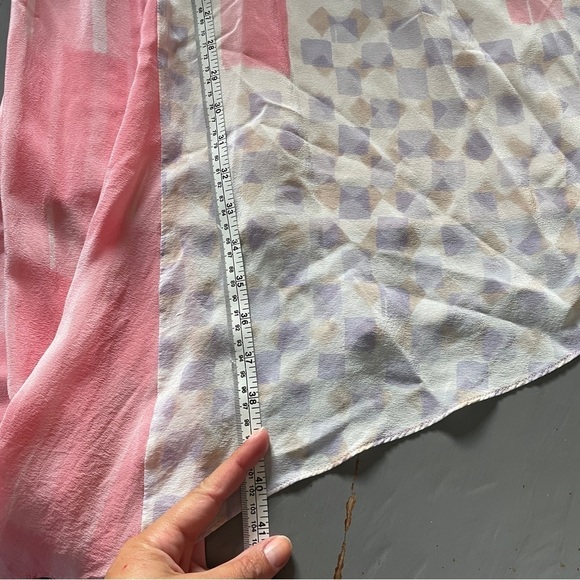 Anthropologie Maeve Pink, Purple, White One Shoulder Silk Dress - Picture 13 of 14